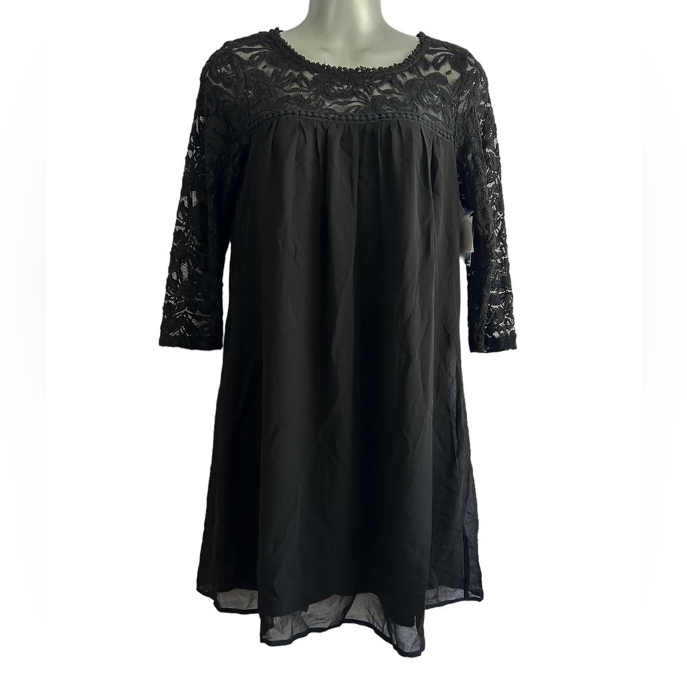 AUW Black Floral Embroidered Dress  • NWT • Size: Small
